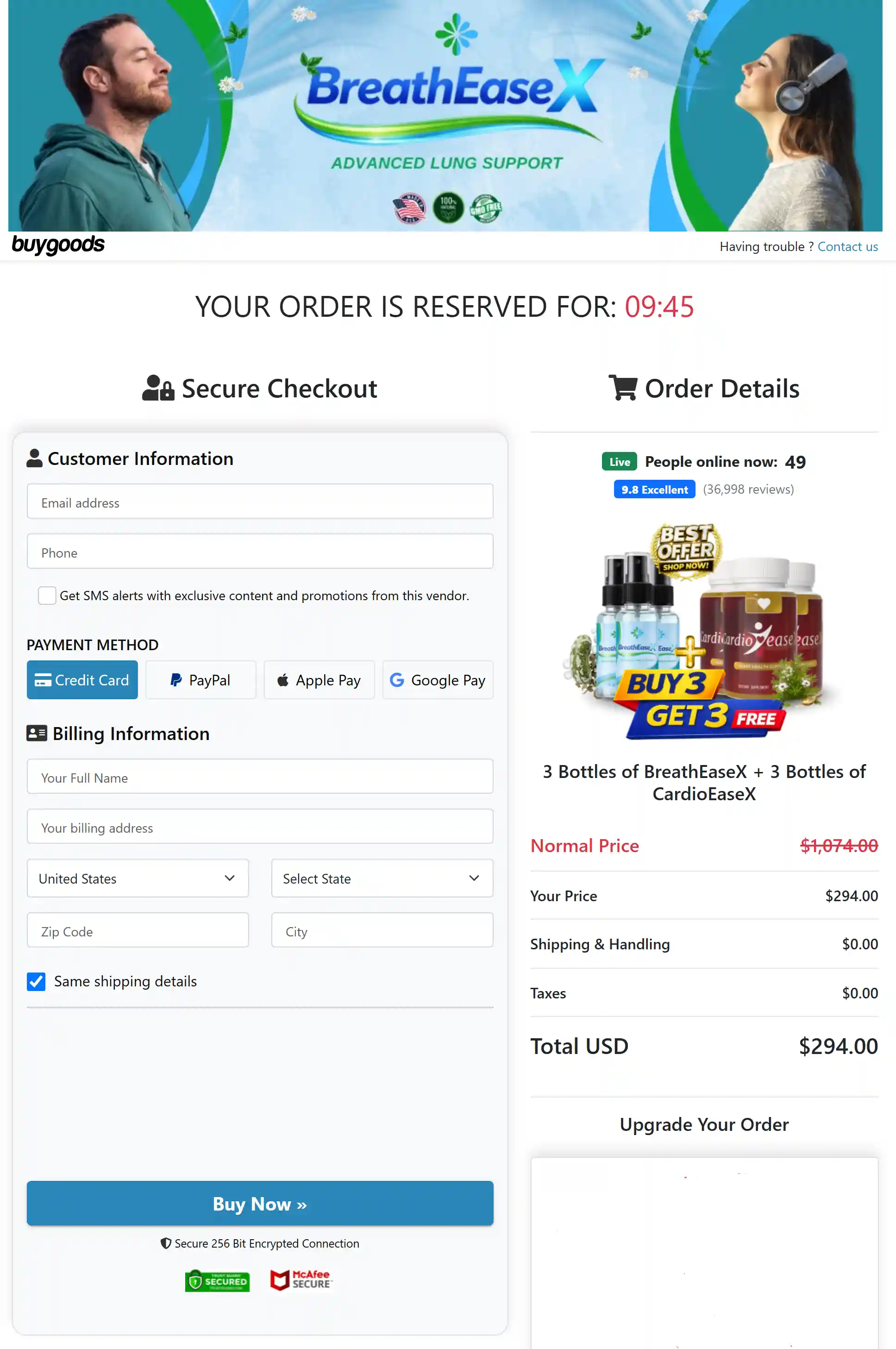 BreathEaseX + CardioEaseX Image payment snap